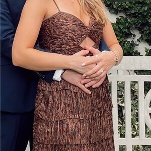 Brown Formal Layered dress with cut outs